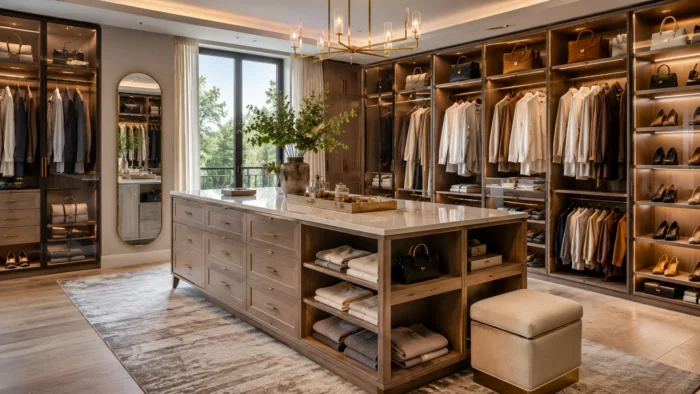Top 7 Trends in Modern Walk-in Closet Design for Master Suites 2 The Multipurpose Closet Island