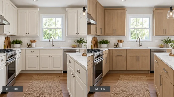 Guide to Updating Kitchen Cabinets: Reface, Refinish, or Replace? 2 kitchen cabinet refacing
