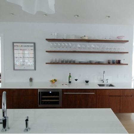 Floating Shelves with Cabinets