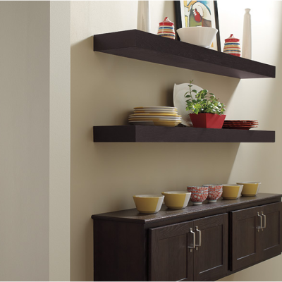 Floating kitchen cabinets with Floating Shelves