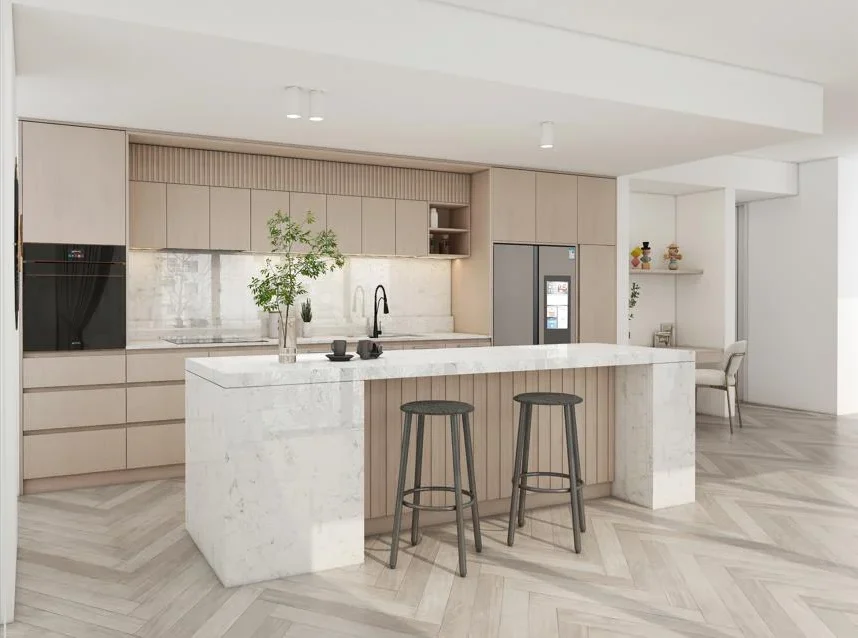 Tahun 2023 menyaksikan kembalinya warna alami pada lemari dapur khusus Sydney.
