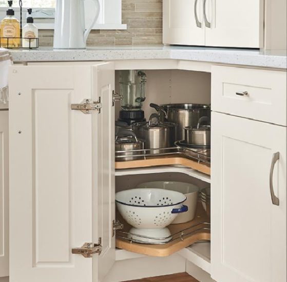 Pie cut Lazy Susan cabinets